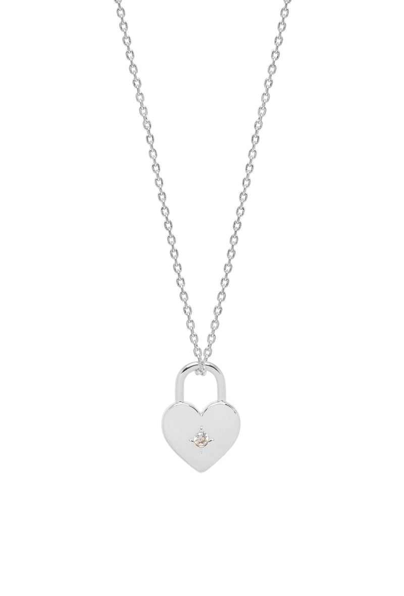 Estella Bartlett Silver Plated Heart Padlock Necklace