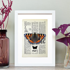 Hands & Heart Tortoiseshell Butterfly Vintage Book Page Print