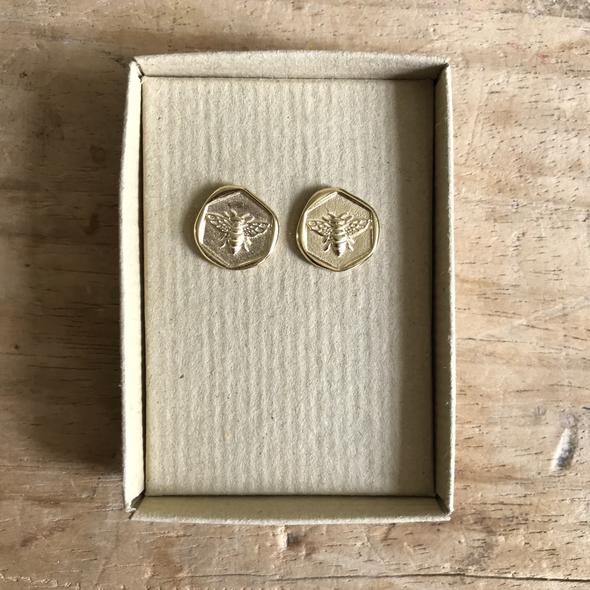 Sixton Holiday Bee Stamp Earrings