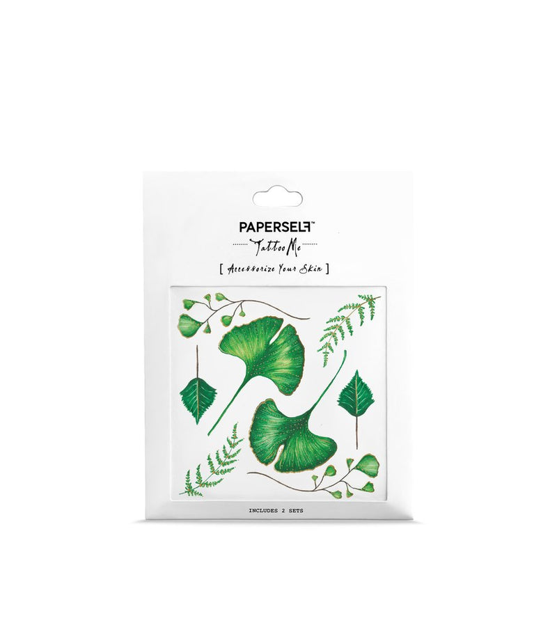 Paperself Ginkgo Leaves Temporary Tattoo Stickers