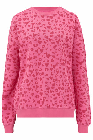 Sugarhill Brighton Noah Pink Love Leopard Sweatshirt