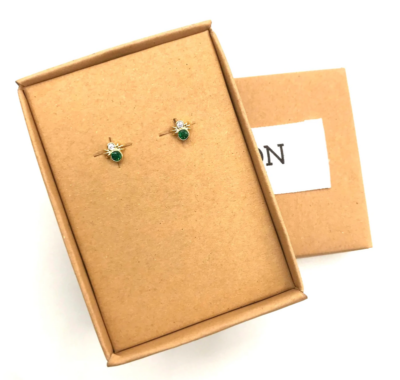 Sixton London Green Emerald Spider Earrings