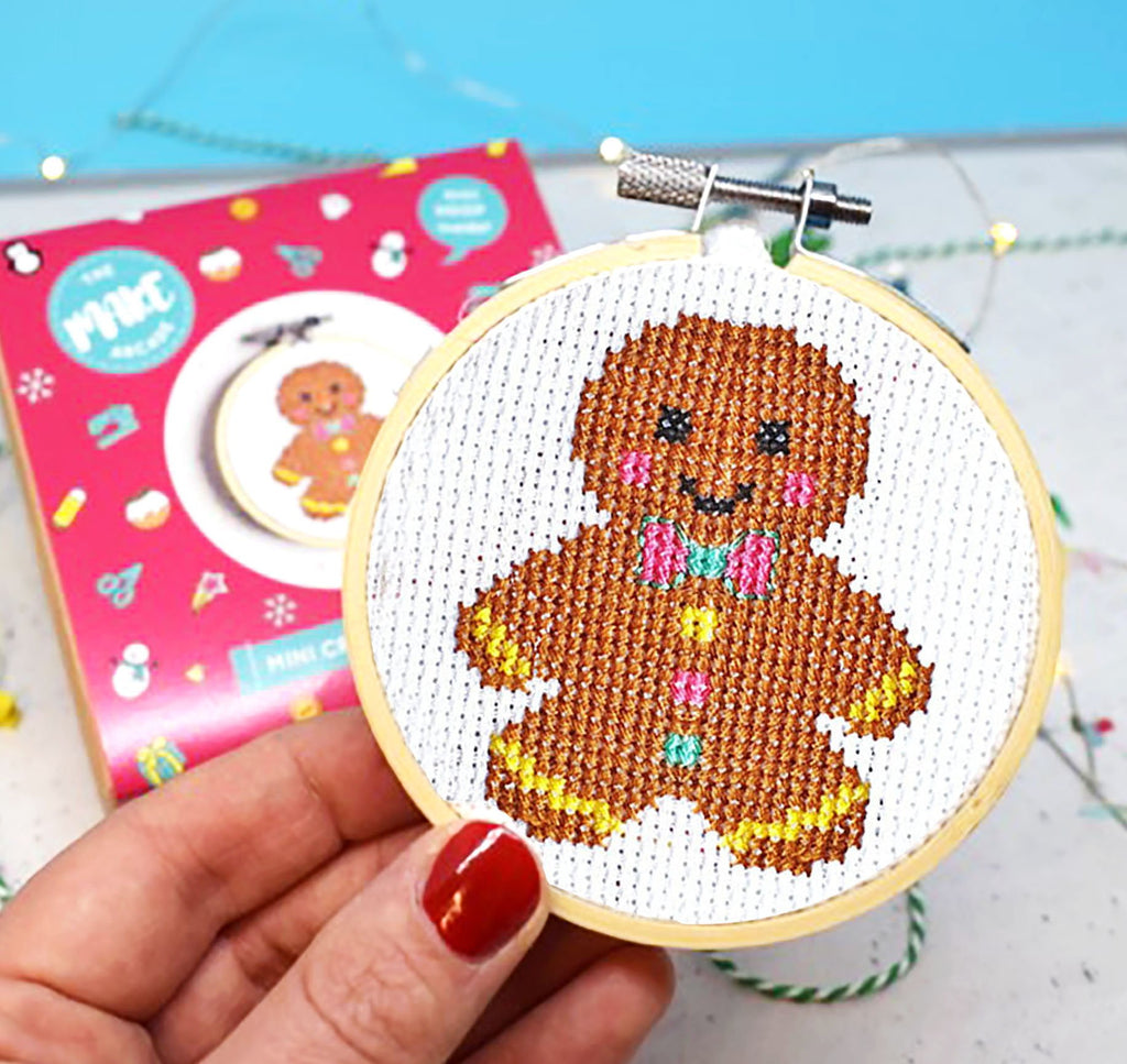 The Make Arcade Gingerbread Person Mini Cross Stitch Kit
