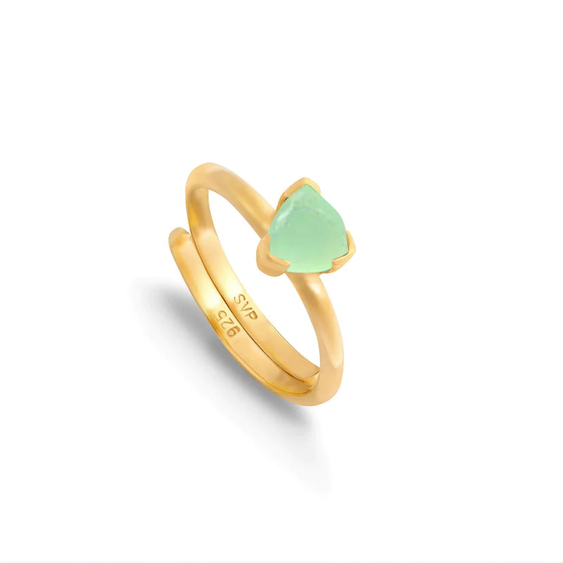 Sarah Verity Audie Light Green Chalcedony Gold Ring