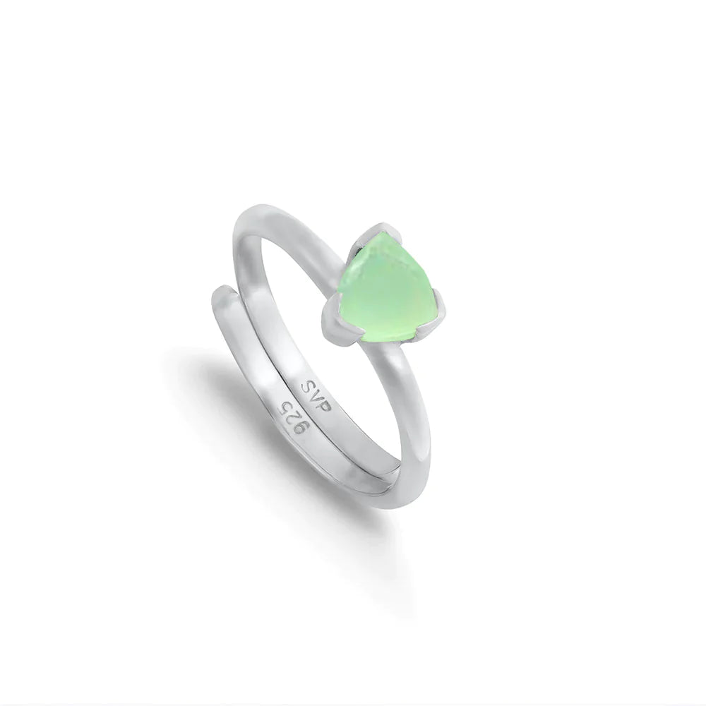 Sarah Verity Audie Light Green Chalcedony Silver Ring