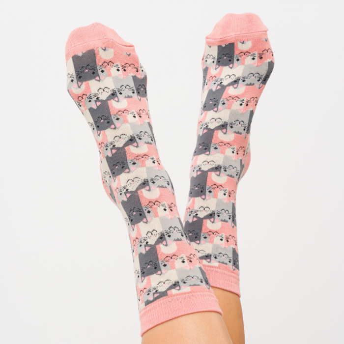 Miss Sparrow Bamboo Happy Cats Socks