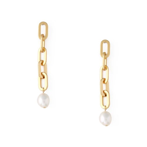 Orelia Chunky Chain Drop Pearl Earrings