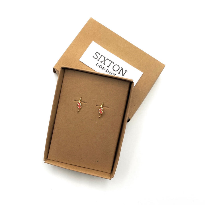 Sixton Coral Lightning Bolt Earrings