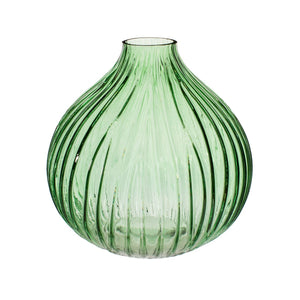 Large Fluted Glass Vase Green