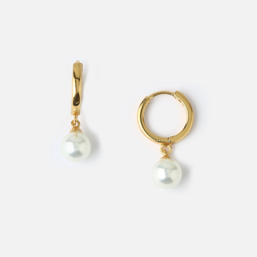 Orelia Pearl Drop Huggie Hoop Earrings