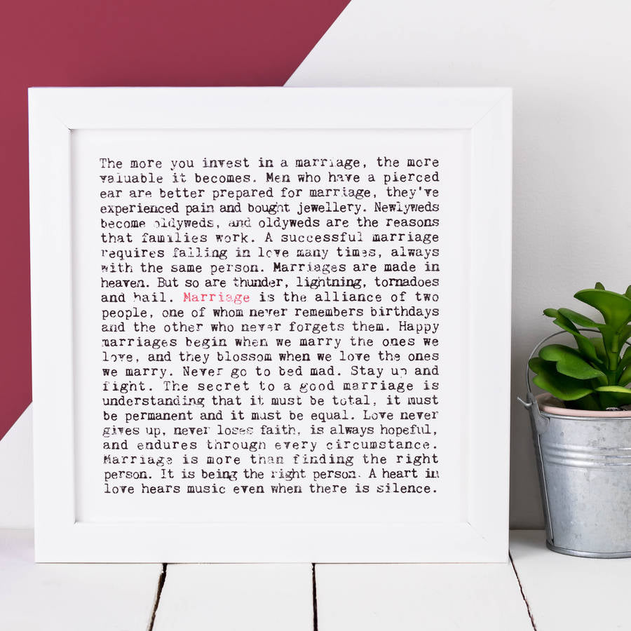 Wise Words - Marriage Print