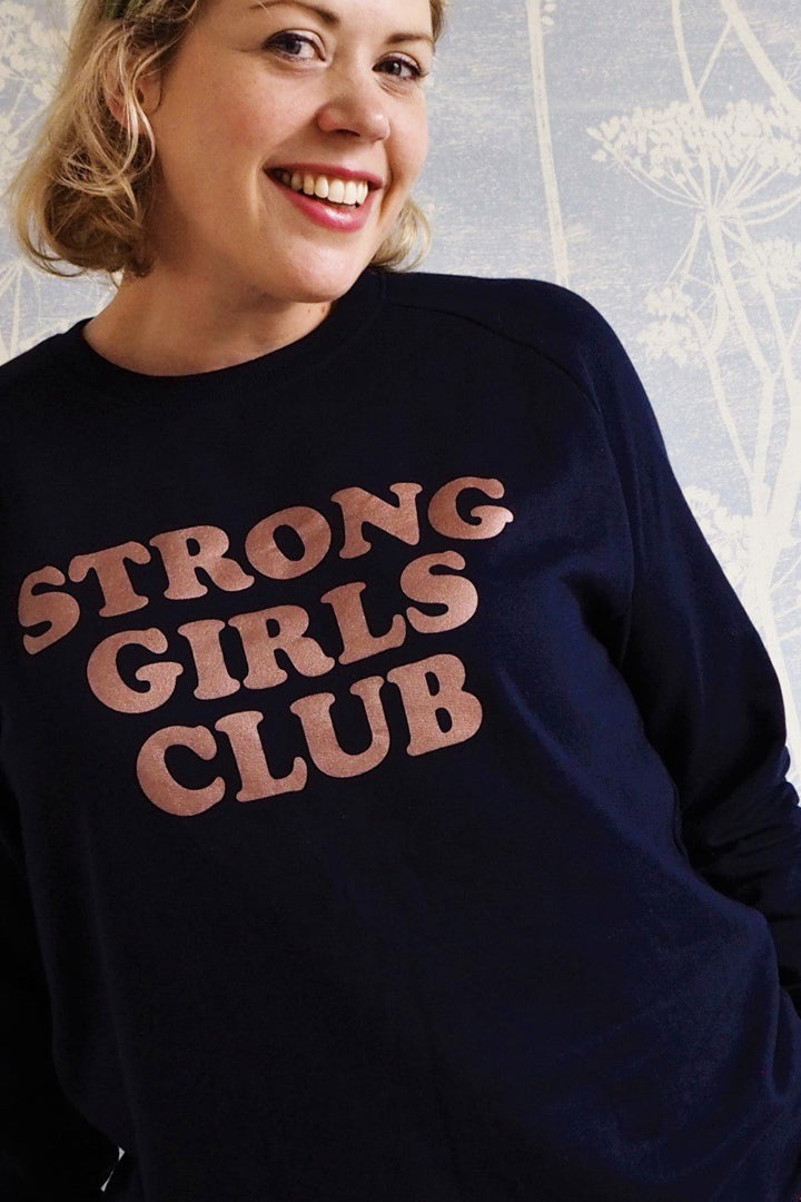 Strong Girls Club Sweatshirt -Navy And Rose Gold