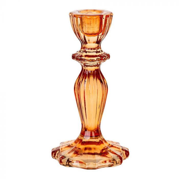Boho Glass Candle Holder - Orange
