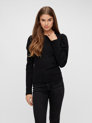 Pieces Anna Puff Shoulder Long Sleeve Top