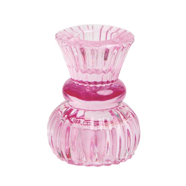 Boho Small Glass Candle Holder - Pink