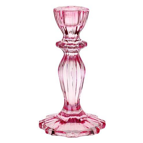 Boho Glass Candle Holder - Pink