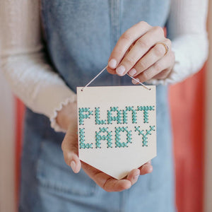 Cotton Clara Plant Lady Mini Cross Stitch Embroidery Kit