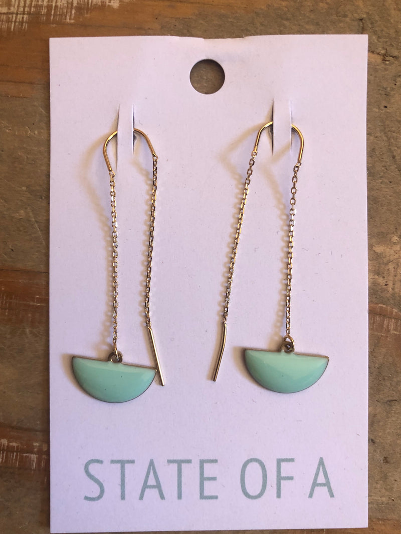 State of A Thread Earrings with Enamel Semi Circle