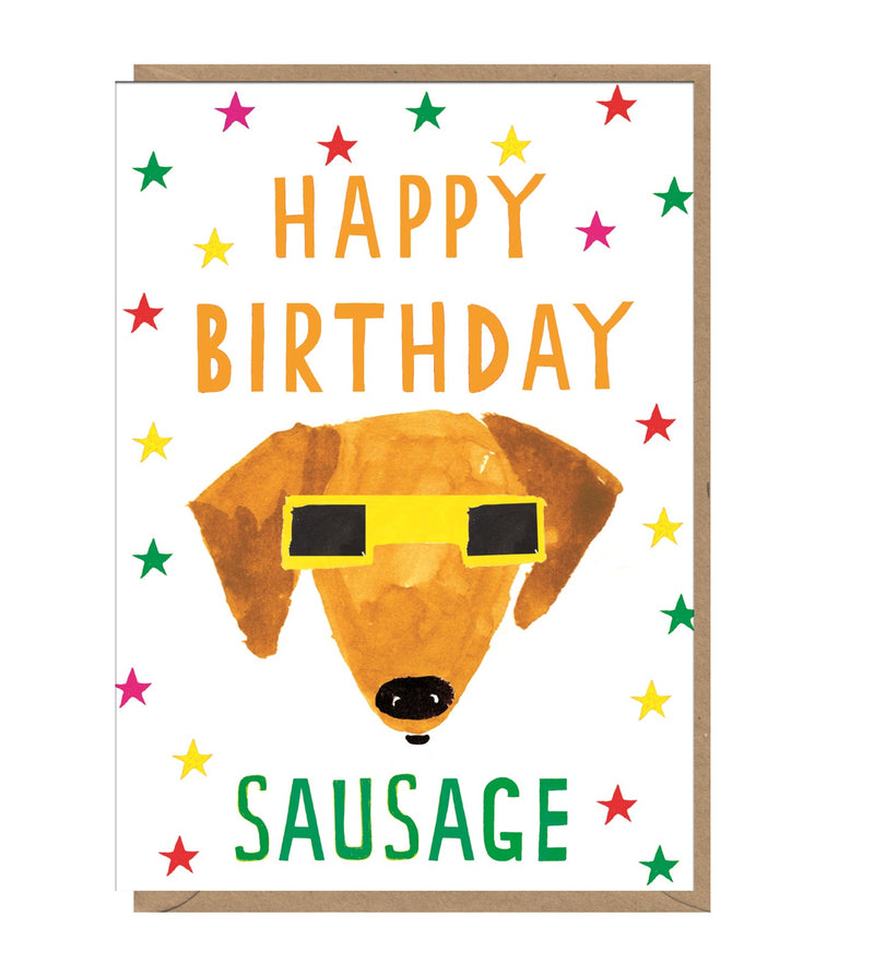 Fab Neon Sausage Happy Birthday Card