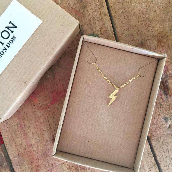 Sixton Golden Lightning Bolt Necklace