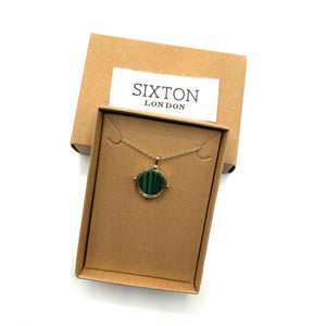 Sixton London Stone Pendant Necklace - Malachite