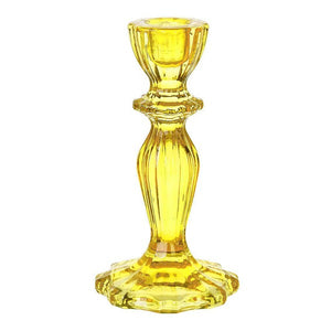 Boho Glass Candle Holder - Yellow